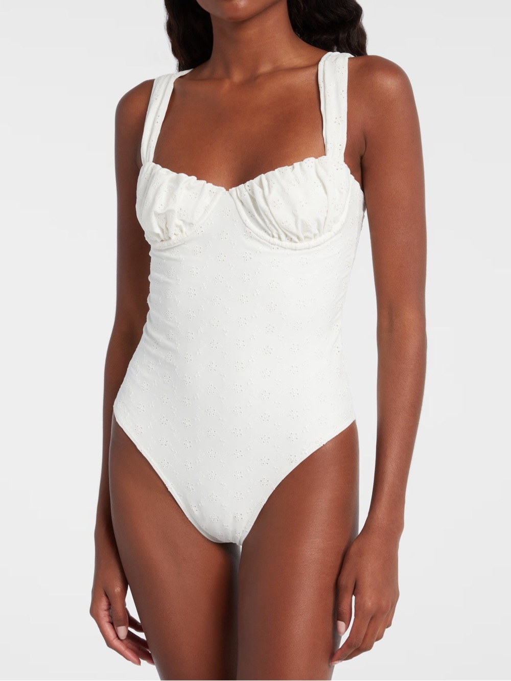 NWT Faithfull the Brand Frida balconette eyelet swimsuit white S
